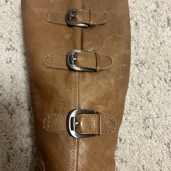 Franco Sarto brown wedge leather boots size 7.5 great used condition - Picture 6 of 9